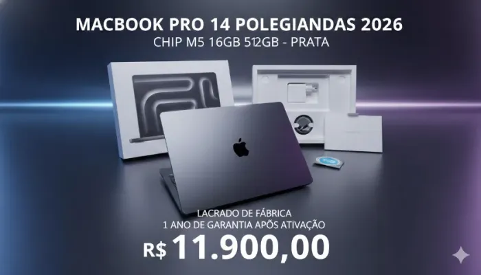 Apple Macbook Pro 14 Polegadas 2026 Chip M5 16gb 512gb Prata - Garantia Apple 1 ano