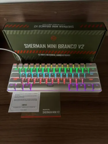 Teclado Mecânico SHERMAN MINI TGT Branco V2 - Switch Blue - Fazemos entregas!