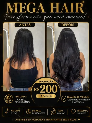 Aplicação de mega hair com cabelo bio humano