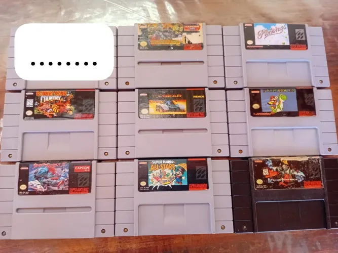 Lote com 8 cartuchos originais do Super Nintendo funcionando