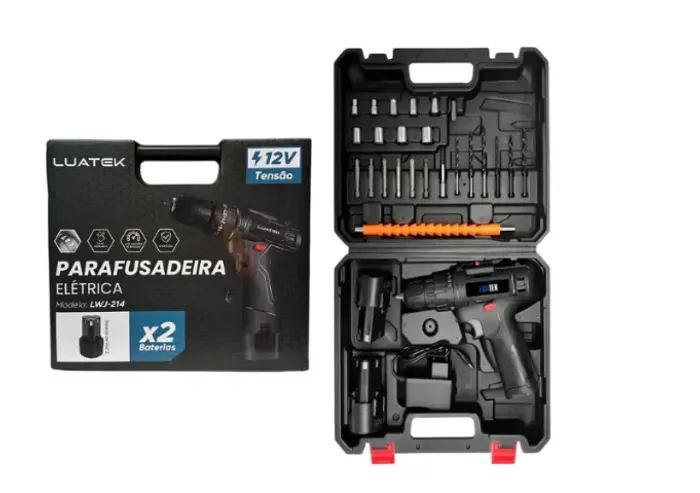 Furadeira Parafusadeira Recarregável 12v Bivolt Com Maleta