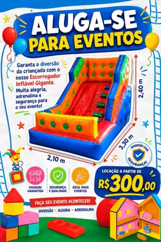 Aluga-se escorregador inflável 