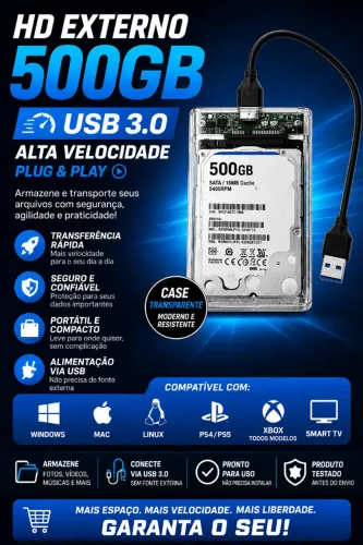 HD EXTERNO 500 GB USB 2.0