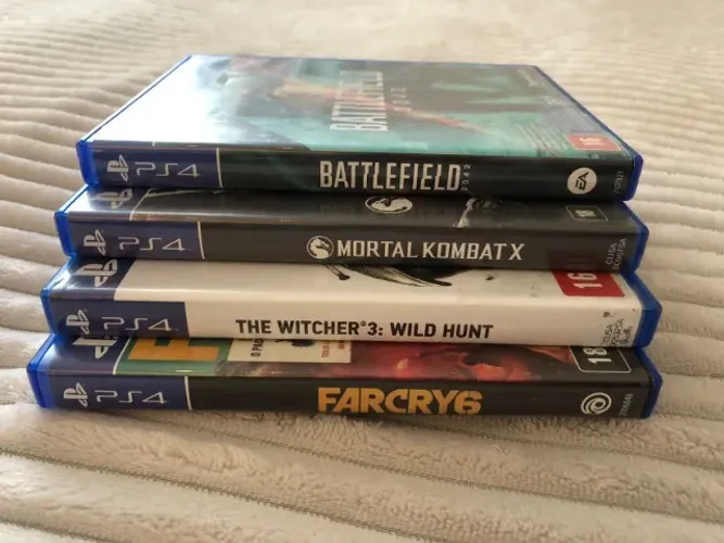 Jogos PS4 - Farcry 6, The Witcher 3, Mortal Kombat X, Battlefield 2024.