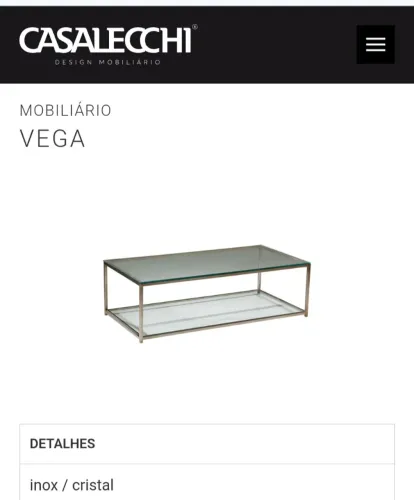 Linda Mesa inox + 2 vidros 120Lx70Px43A cm marca Casalecchi seminova