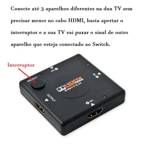 Multiplicador de Entradas Switch HDMI 3x1 para TV Ps3 Xbox