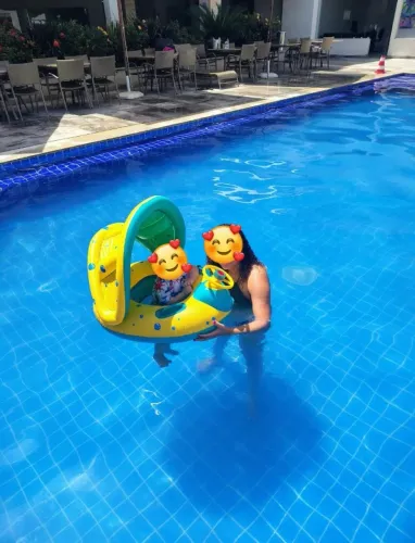 Bóia inflável para bebê, com cobertura UV até 20 kg