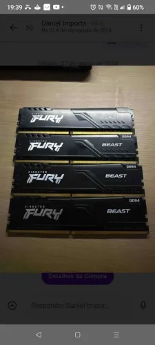 Memória RAM ddr4 fury 3200mhz 8+8gb