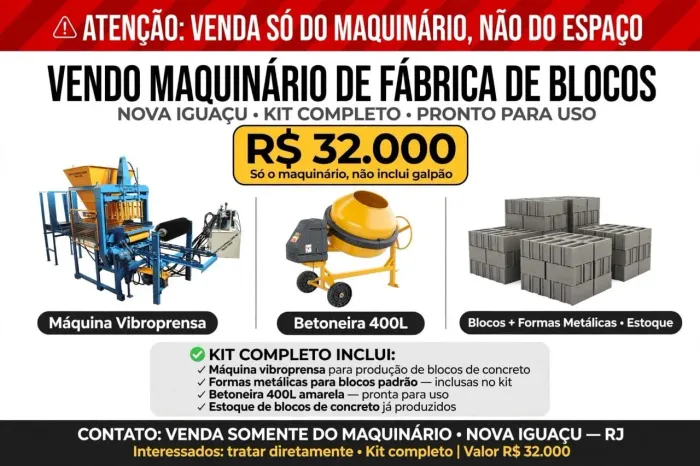 Kit completo para fabricação de artefatos de concreto. Só levar e produzir ?