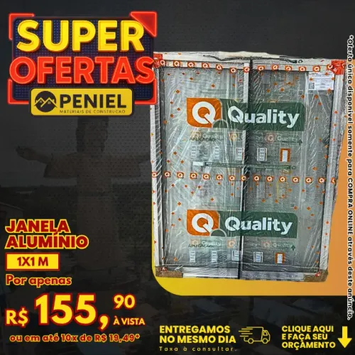 Janela Alumínio 1m x 1m