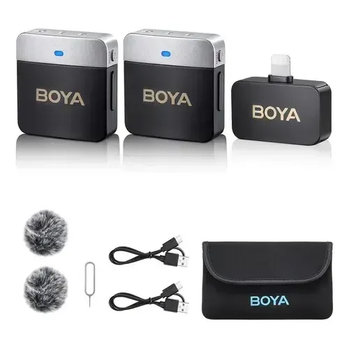 Sistema Microfone Sem Fio Boya BY-M1V6 Duplo Lightning Preto