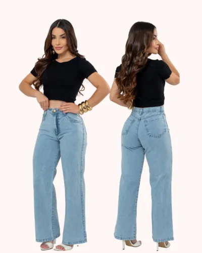 Calça Jeans Pantalona Wide legue