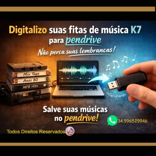 Fita k7 P/Pendrive 