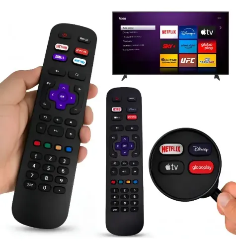 Controle Remoto Compatível Tv Roku Semp Tcl Philco Britânia Aoc Smart 4k Led