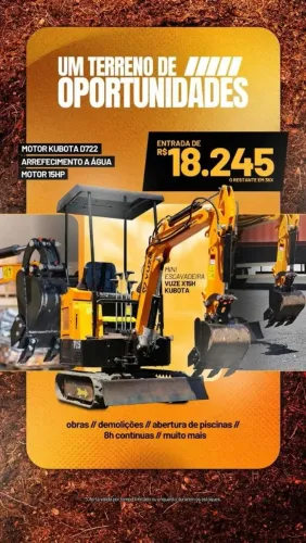 Mini carregadeira e retroescavadeira.