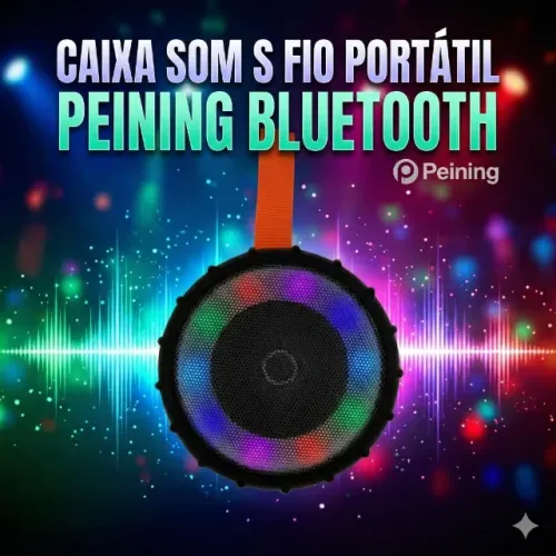 Caixa Som S Fio Portátil PEI-236BT Bluetooth Prova D'Água Resistente à Água