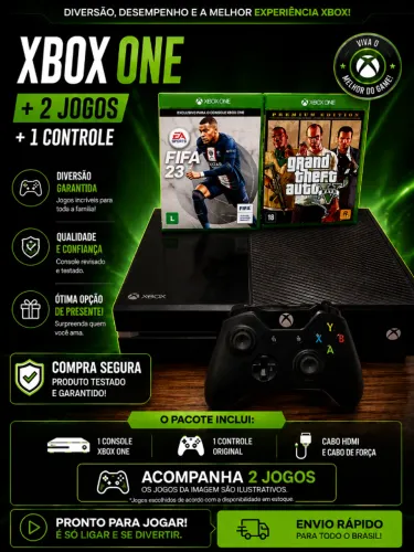 XBOX ONE + 2 JOGOS + CONTROLE
