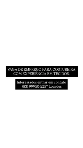 Vaga de emprego para costureira