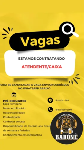 Vaga de Emprego - Atendente/ Caixa