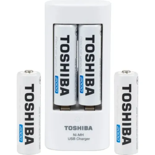 Carregador de Pilha Usb C/4 Pilhas Aa 2000mah Toshiba Tnhc-6gme4 Cb *ENTREGA GRÁTIS*