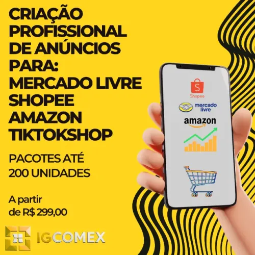 Criação Profissional de Anúncios para Marketplaces (Mercado Livre, Shopee, Amazon, TikTok)