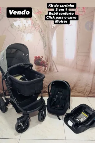 Carrinho de Bebê 3 em 1 Kiddo 