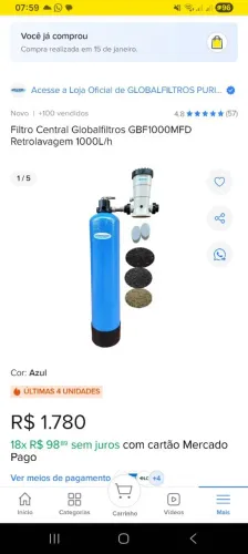 Vendo carcaça para filtro de poço, está com as mídias filtrantes nele