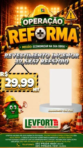 Revestimento incenor 32,5x57 mt