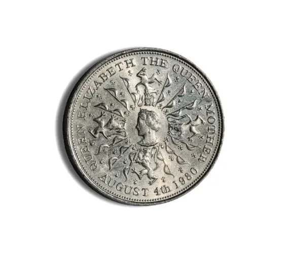 Moeda comemorativa de 25 New Pence da Inglaterra - FC. Ano 1980. Veja descrição