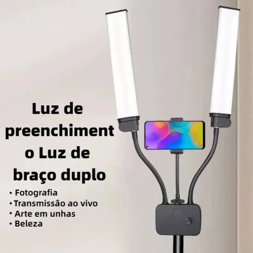 Ring Light Led Com Braços Duplos+Tripe 2.1 Metros