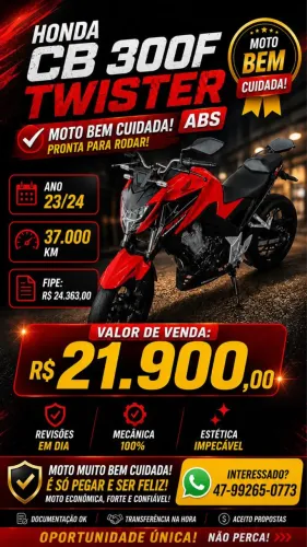 Honda CB 300F Twister 2023/2024 -Vermelha