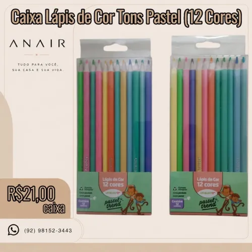 Caixa Lápis de Cor Tons Pastel (12 Cores)