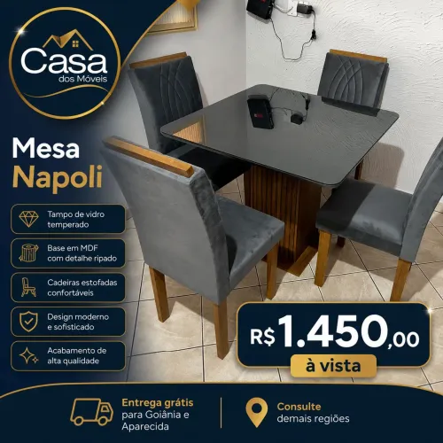 Mesa de jantar Napoli Joli Cinza