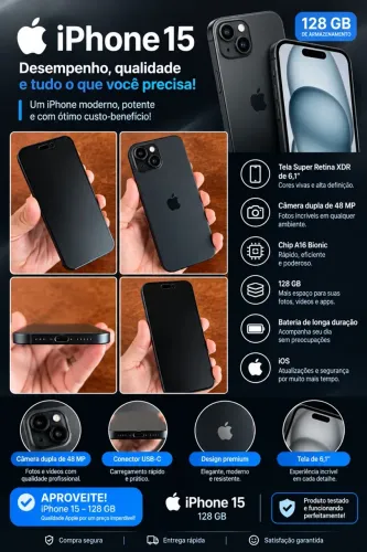 Iphone 15 - 128gb - completo - 85%