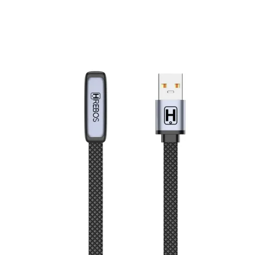 Cabo USB para USB-C 60W HRebos Premium AeriLink CB-492C - Nylon Trançado Flat 1 Metro