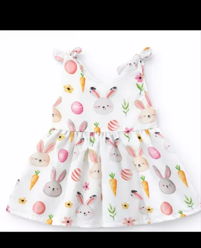 Vestido branco coelhinho Páscoa