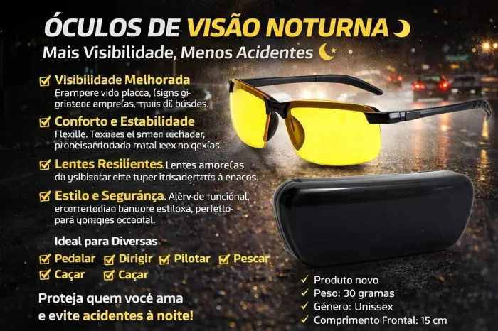 Óculos Para Dirigir à Noite Anti Farol Alto + Case Grátis Curitiba