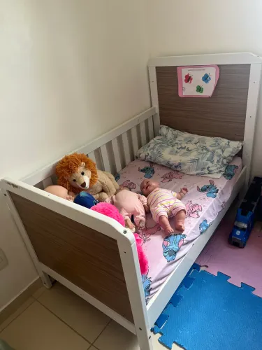 Berço Mini Cama Branco e Amêndoa Moveis Peroba