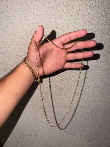 Corrente e pulseira de ouro 35G 