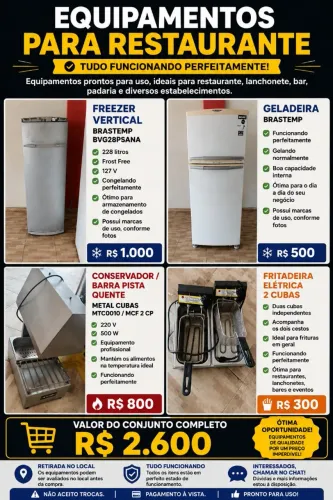 Vendo equipamentos para restaurante/cozinha