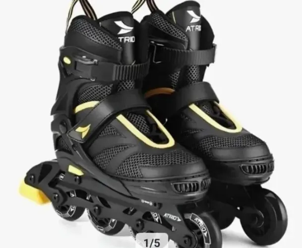 Patins Preto Amarelo Atrio Inline Regulável Tam 33-36 Abec7 Mm preto
