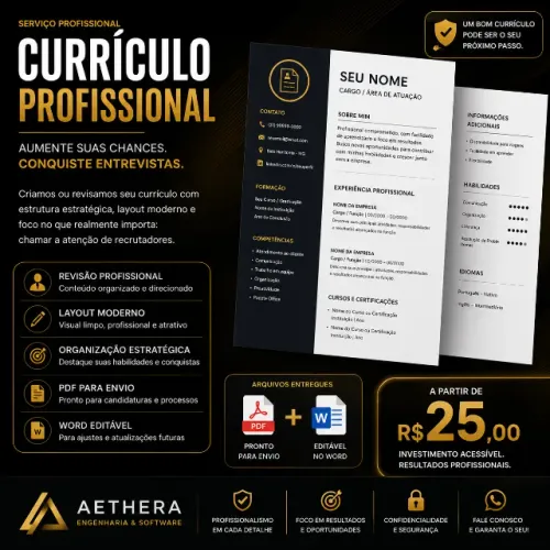Currículo Profissional PDF - Word ? R$ 25