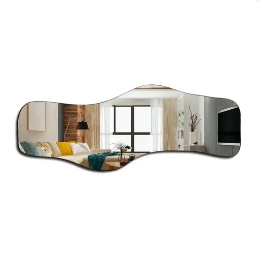 Espelho Grande Orgânico Horizontal Moldura Couro caramelo 170x70