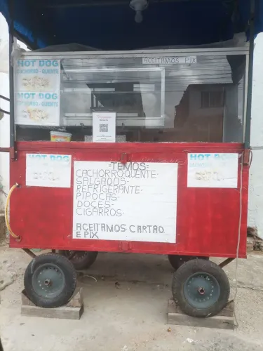 Carro de cachorro quente completo com fogão de duas bocas e uma chapa de hamburgue e vazil