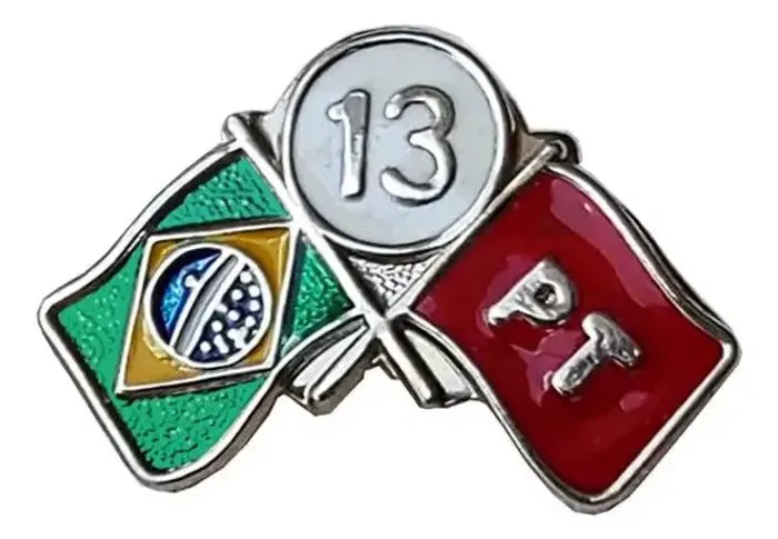 Broche Pin Bandeira do Brasil e do PT