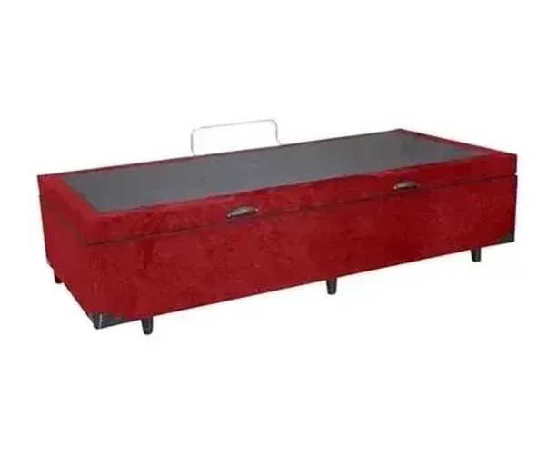 Base Baú Solteiro no Suede Vermelho