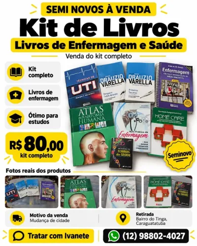 Kit de livros de enfermagem