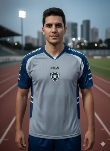 Camisa Retrô Fila-Botafogo Cinza com gola V