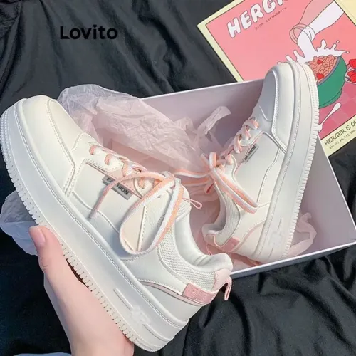 NOVO Tênis branco e rosa tam 36 Lovito tênis estilo Air force