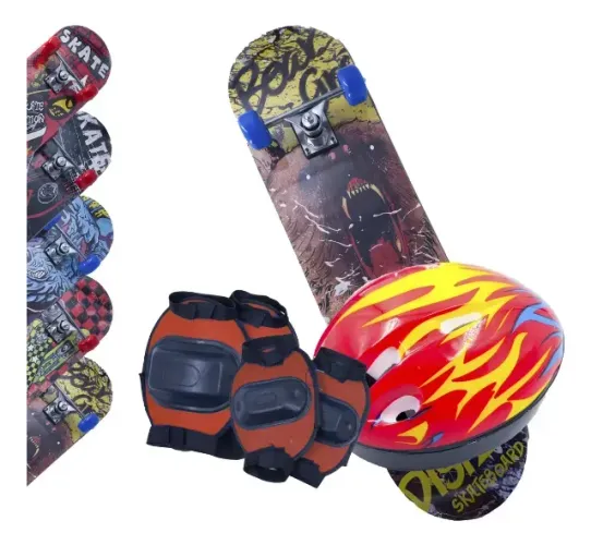 Skate Street Montado Com Kit Proteção Semi Profissional